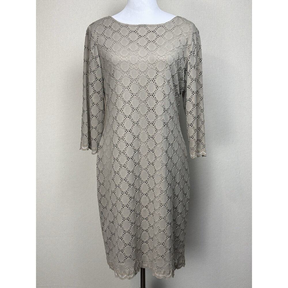 Ronni Nicole Women's Tan Lace Overlay Dress‎ Size 12 Classic Dressy